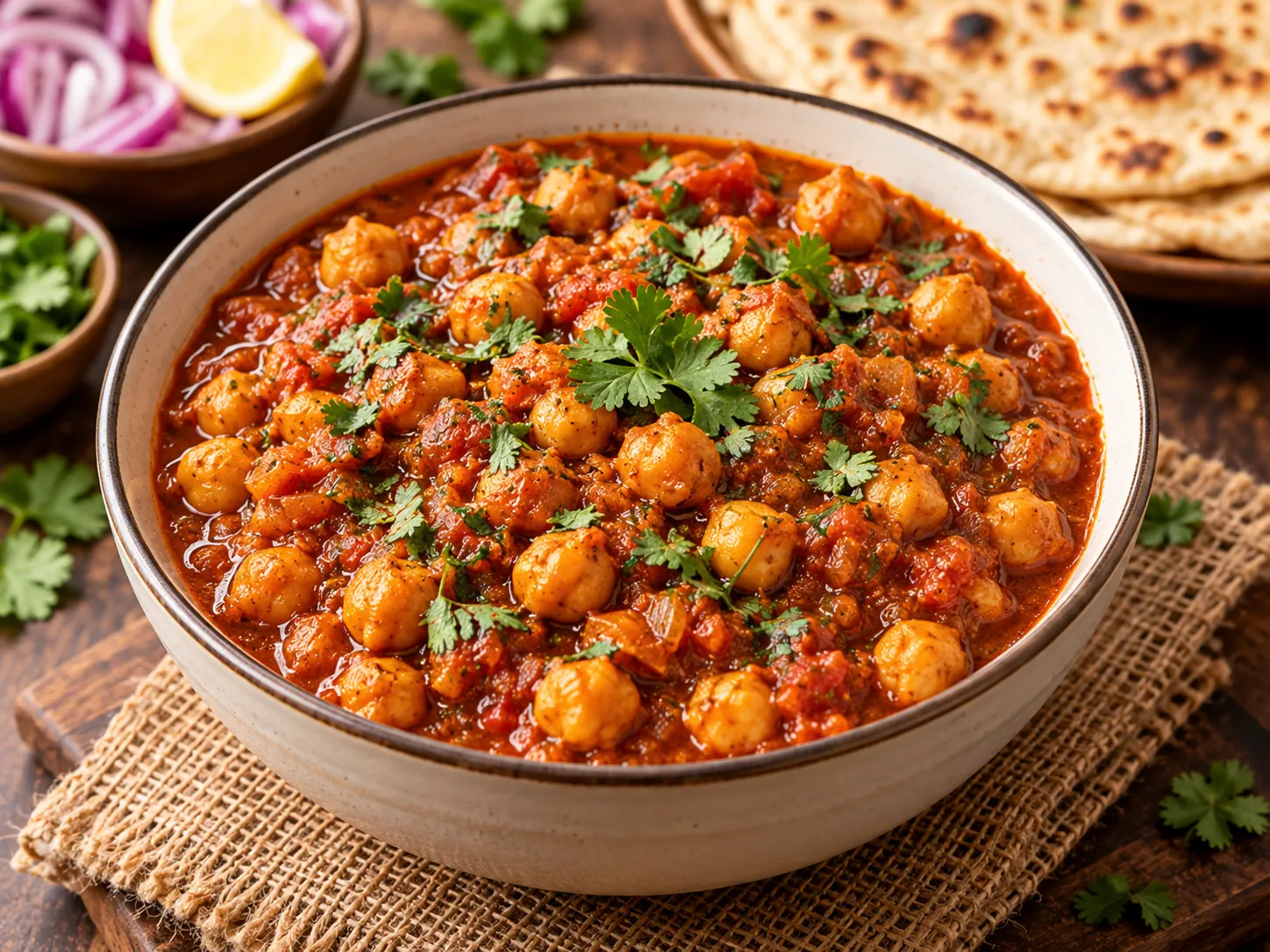 Chana masala, an Indian chickpea curry